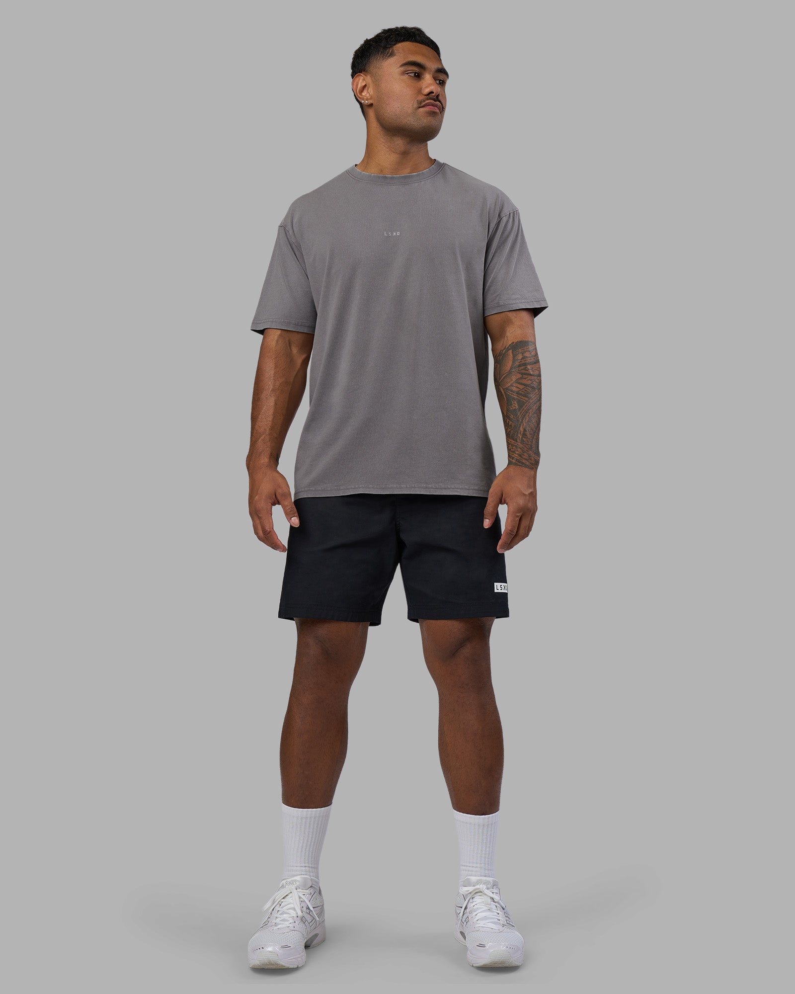 FLT☆ Runner's FLXCotton Oversized Tee - Black Washed-White | LSKD – LSKD US