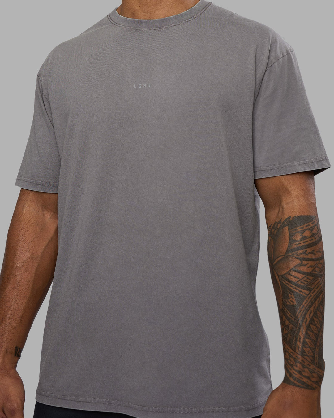 Man wearing Base FLXCotton Tee Oversized - Storm Front Washed | Model:Xav | Size:L