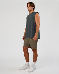 Man wearing Base FLXCotton Tank - Dark Slate | Model:Marcus | Size:L
