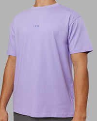 Man wearing Be Yourself FLXCotton Tee Oversize - Violet Ray-Royal Purple | Model:Jackson | Size:L