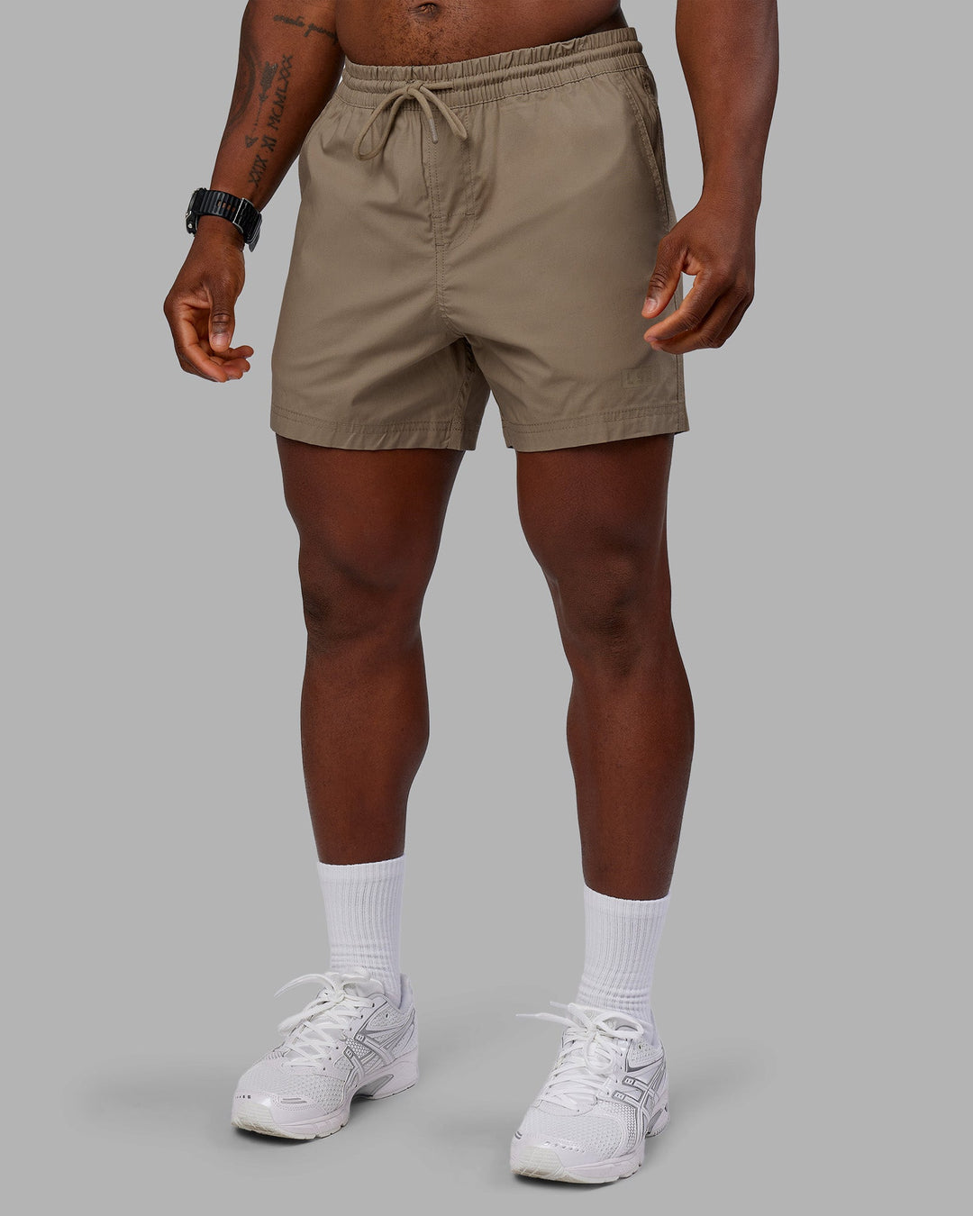 Man wearing Daily 5&quot; Short - Greige | Model:Sam | Size:L