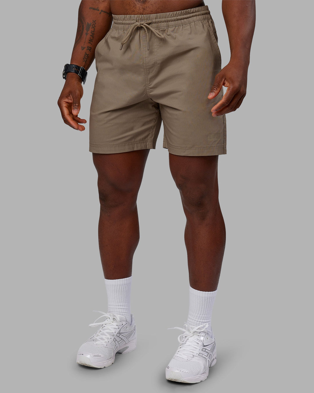 Man wearing Daily 7&quot; Short - Greige | Model:Sam | Size:L