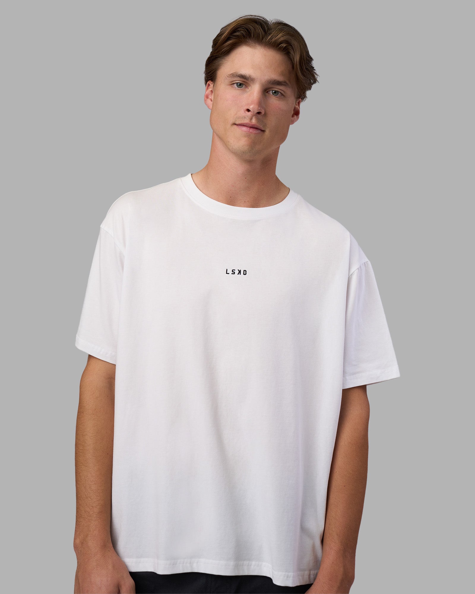 Go-To FLXCotton Oversized Tee - White-Black | LSKD – LSKD US