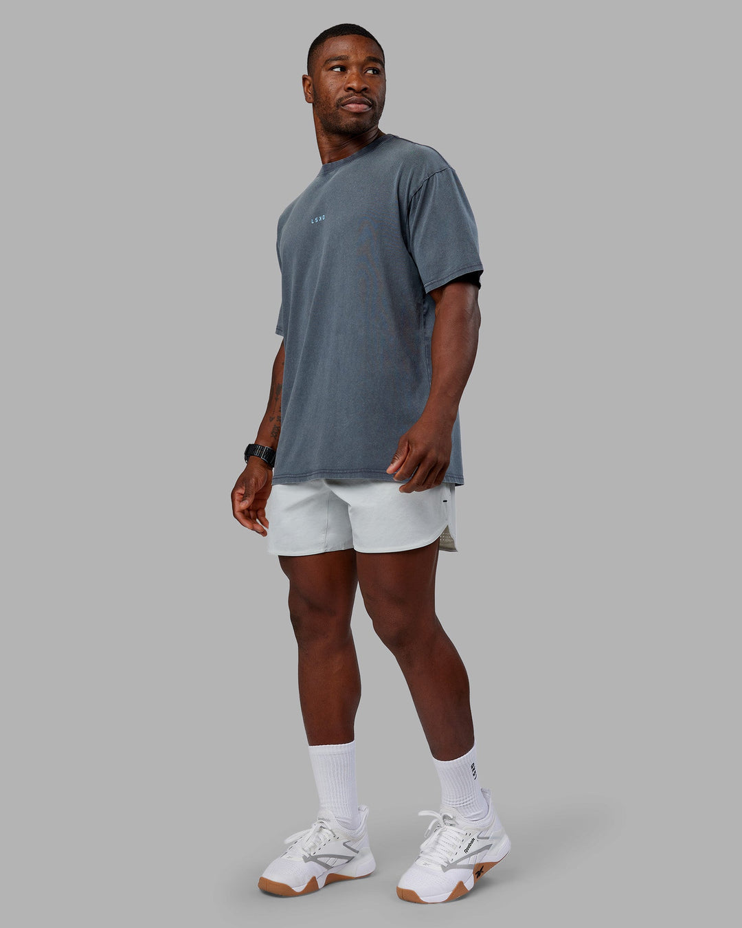 Gracie Walton X LSKD FLXCotton Oversized Tee - Dark Storm Washed-White