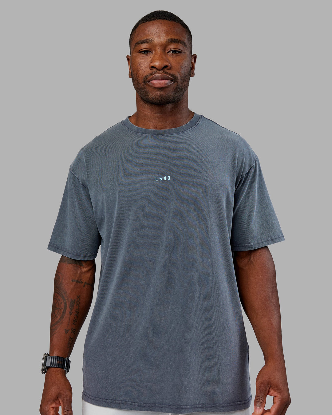 Gracie Walton X LSKD FLXCotton Oversized Tee - Dark Storm Washed-White