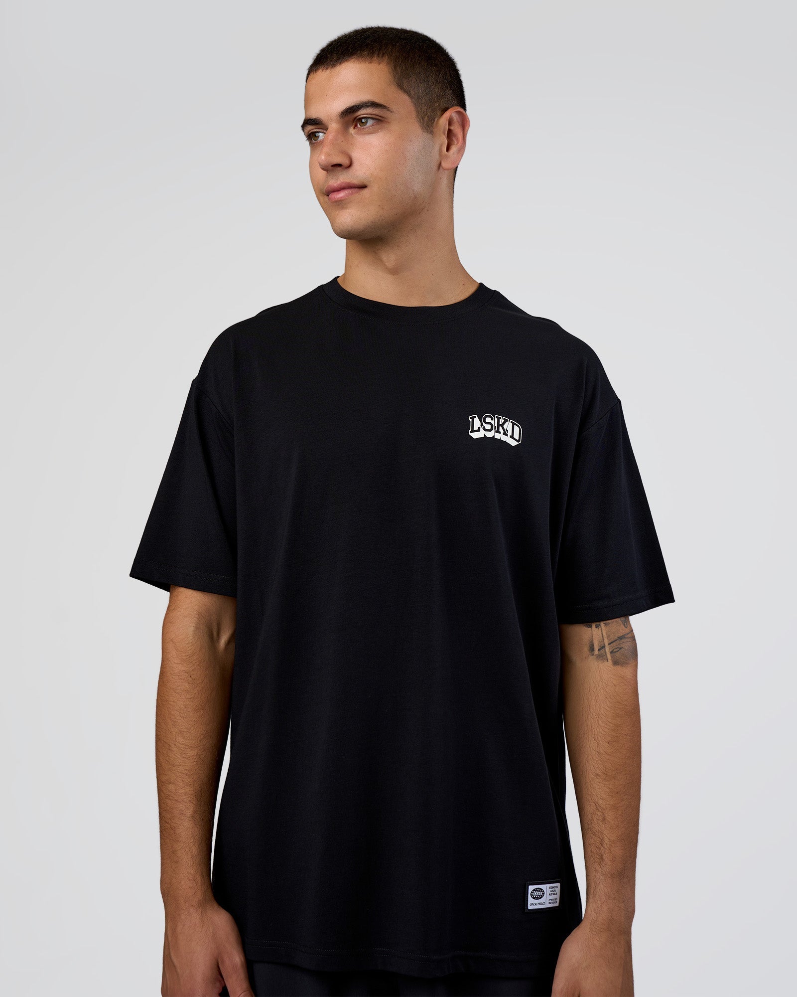 Grid FLXCotton Oversized Tee - Black-White | LSKD – LSKD US