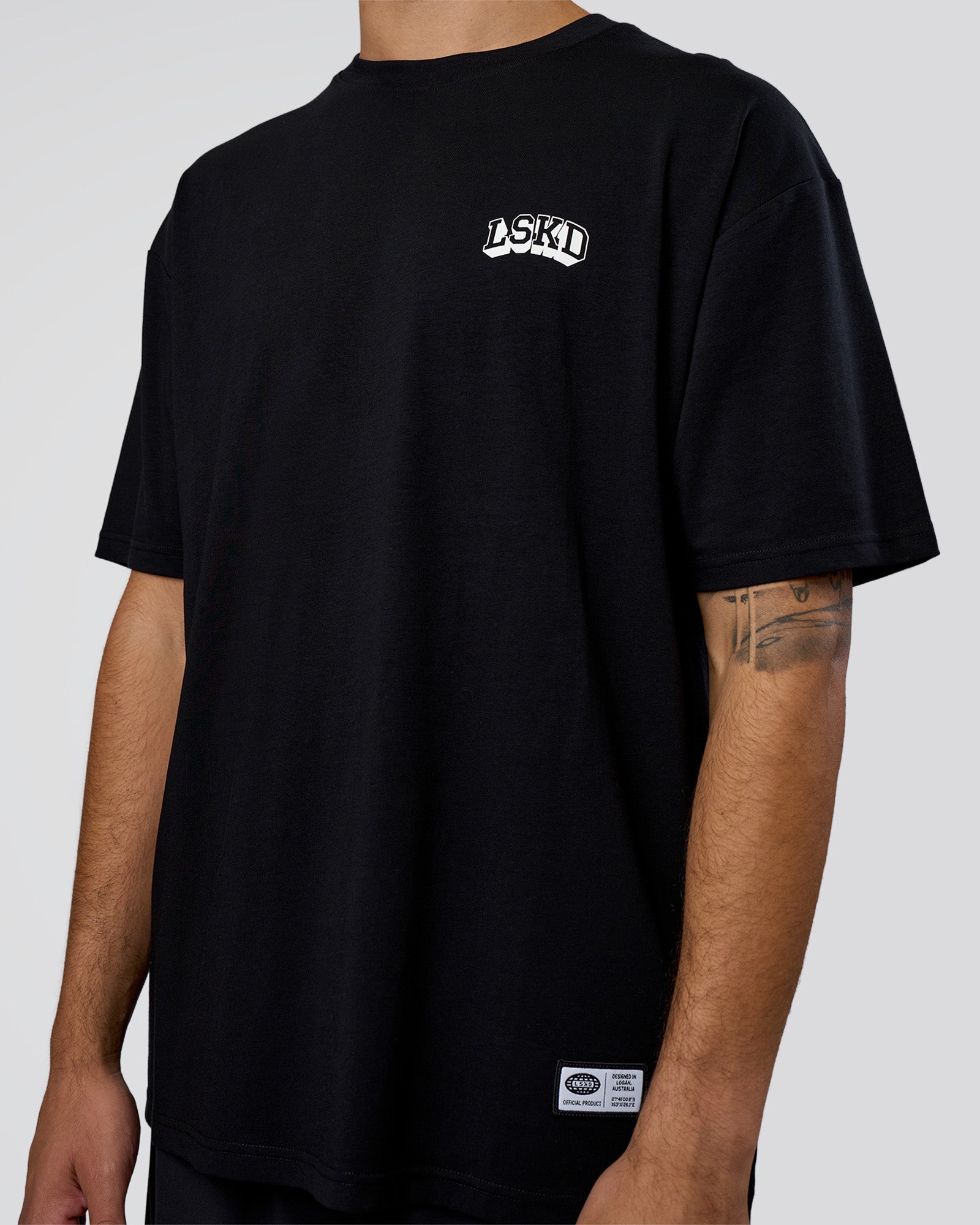 Grid FLXCotton Oversized Tee - Black-White | LSKD – LSKD US