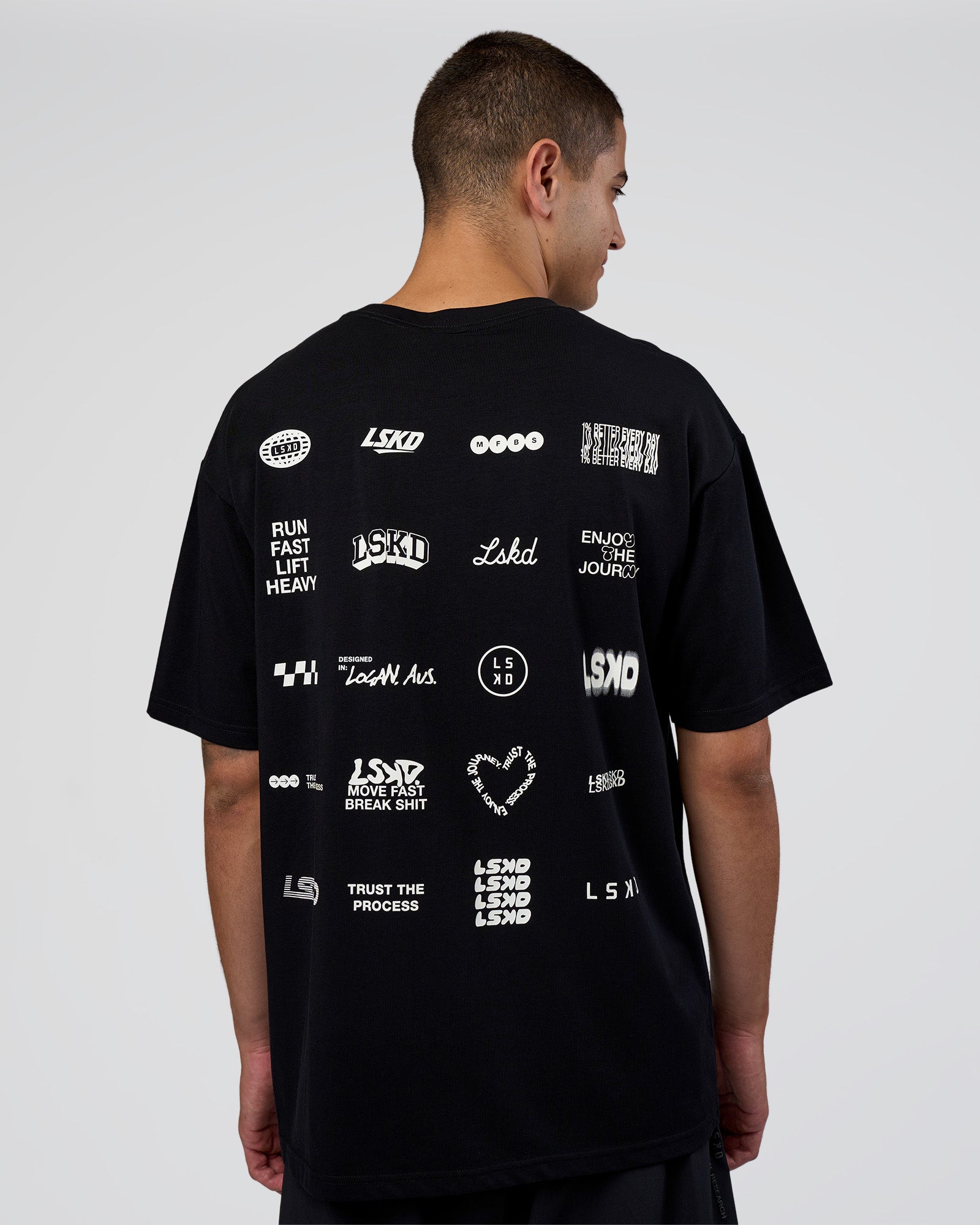 Grid FLXCotton Oversized Tee - Black-White | LSKD – LSKD US