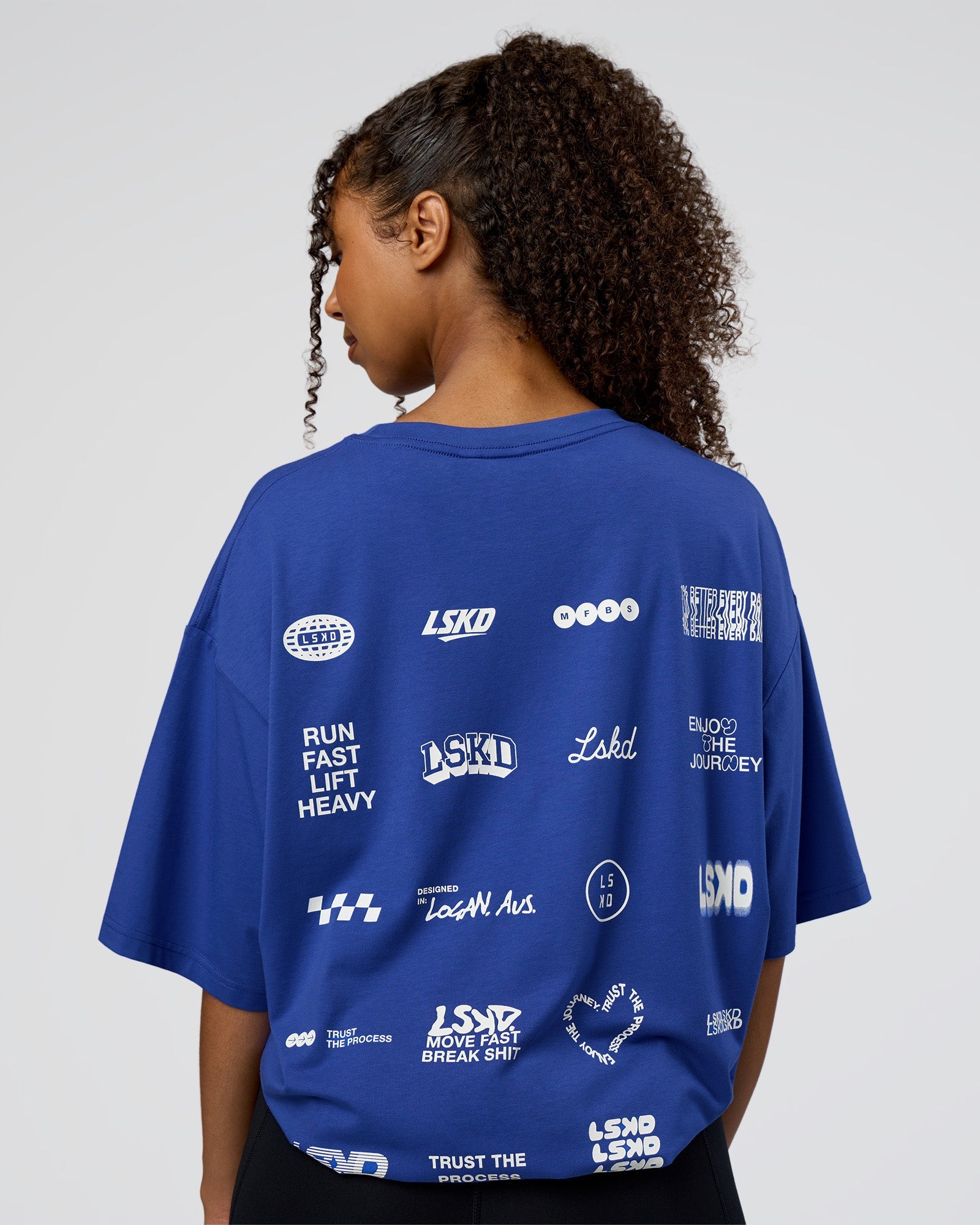 Grid FLXCotton Oversized Tee - Power Cobalt-White | LSKD – LSKD US