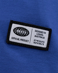 Man wearing Grid FLXCotton Oversized Tee - Power Cobalt-White | Model:Zoran | Size:L