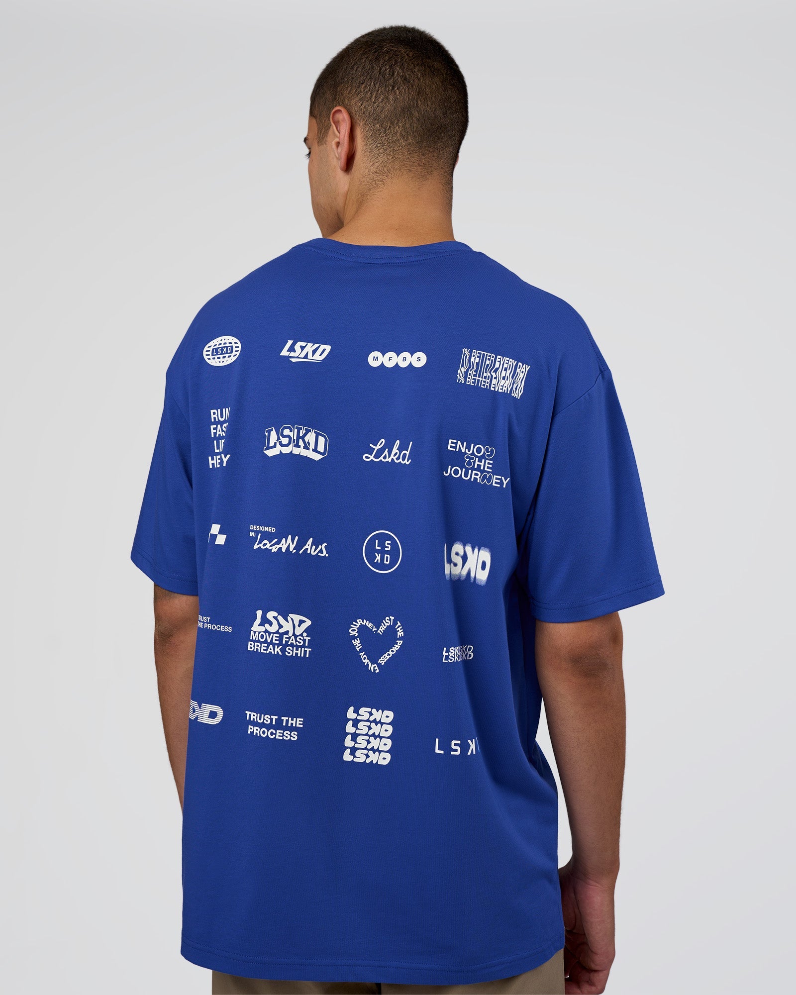 Grid FLXCotton Oversized Tee - Power Cobalt-White | LSKD – LSKD US