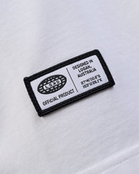 Man wearing Grid FLXCotton Oversized Tee - White-Black | Model:Zoran | Size:L