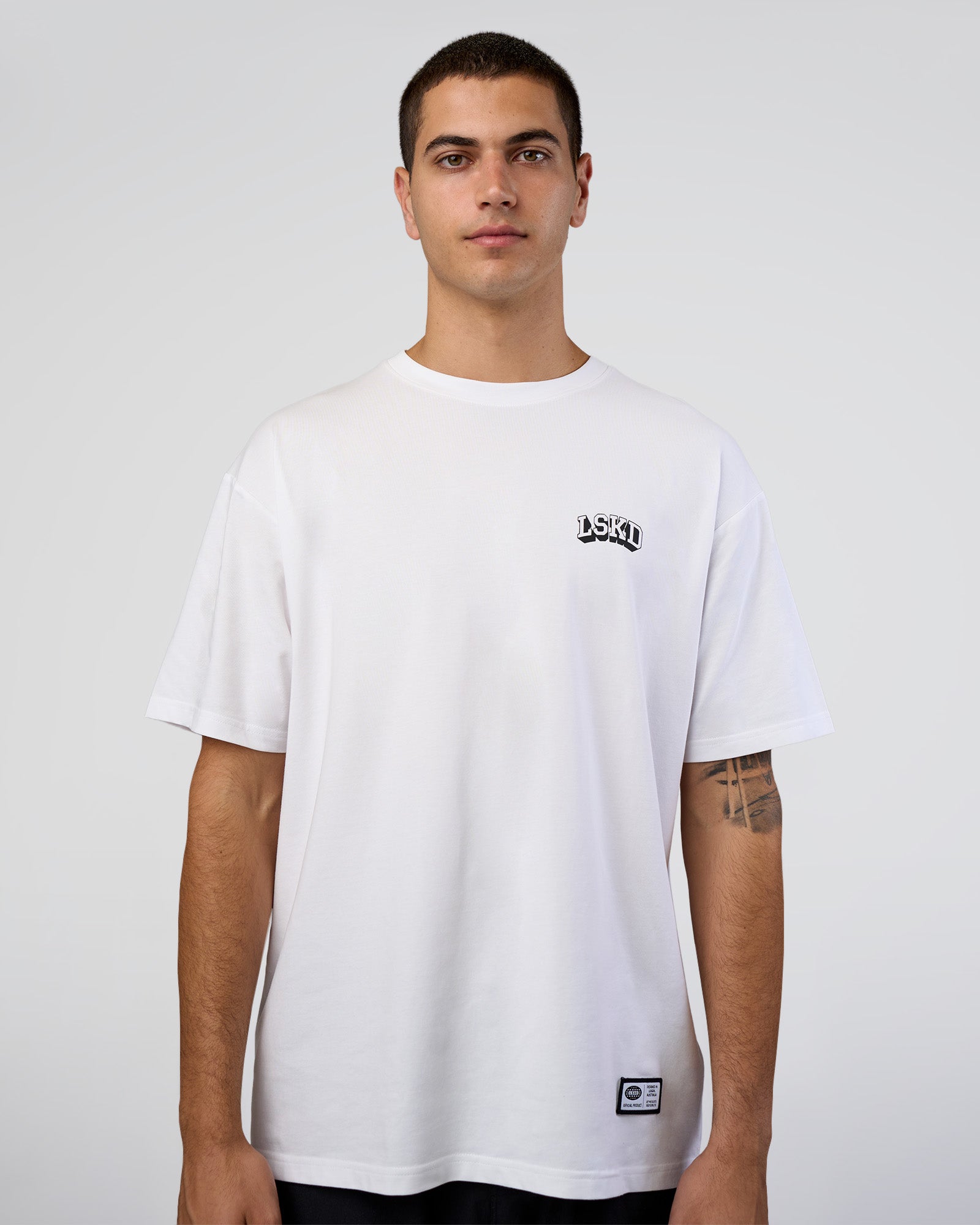 Grid FLXCotton Oversized Tee - White-Black | LSKD – LSKD US