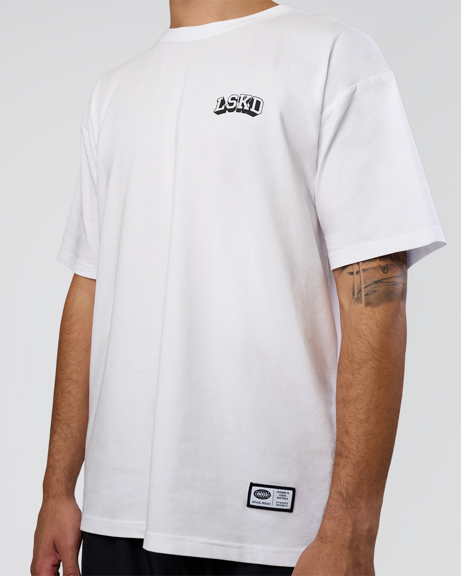 Grid FLXCotton Oversized Tee - White-Black | LSKD – LSKD US