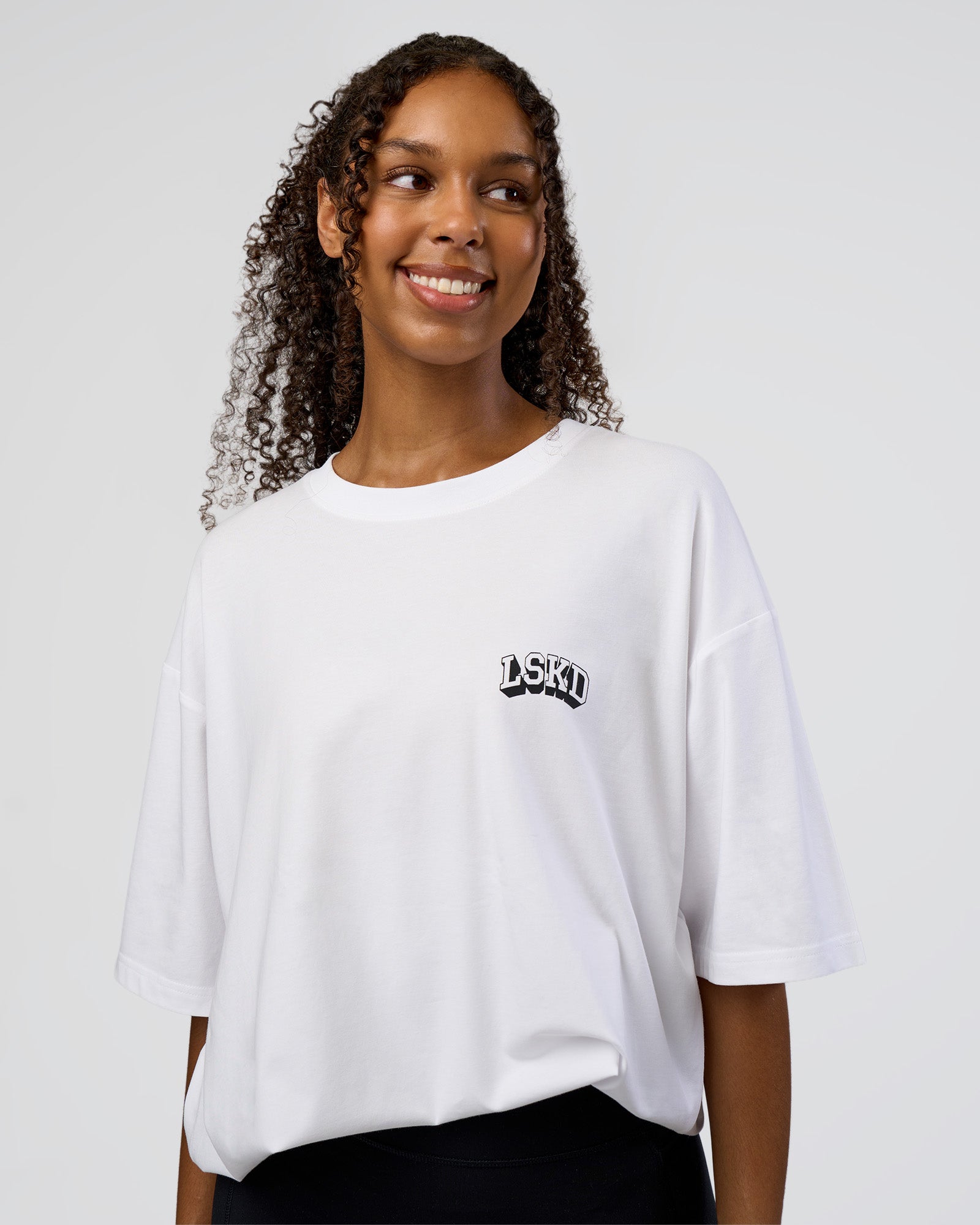 Grid FLXCotton Oversized Tee - White-Black | LSKD – LSKD US