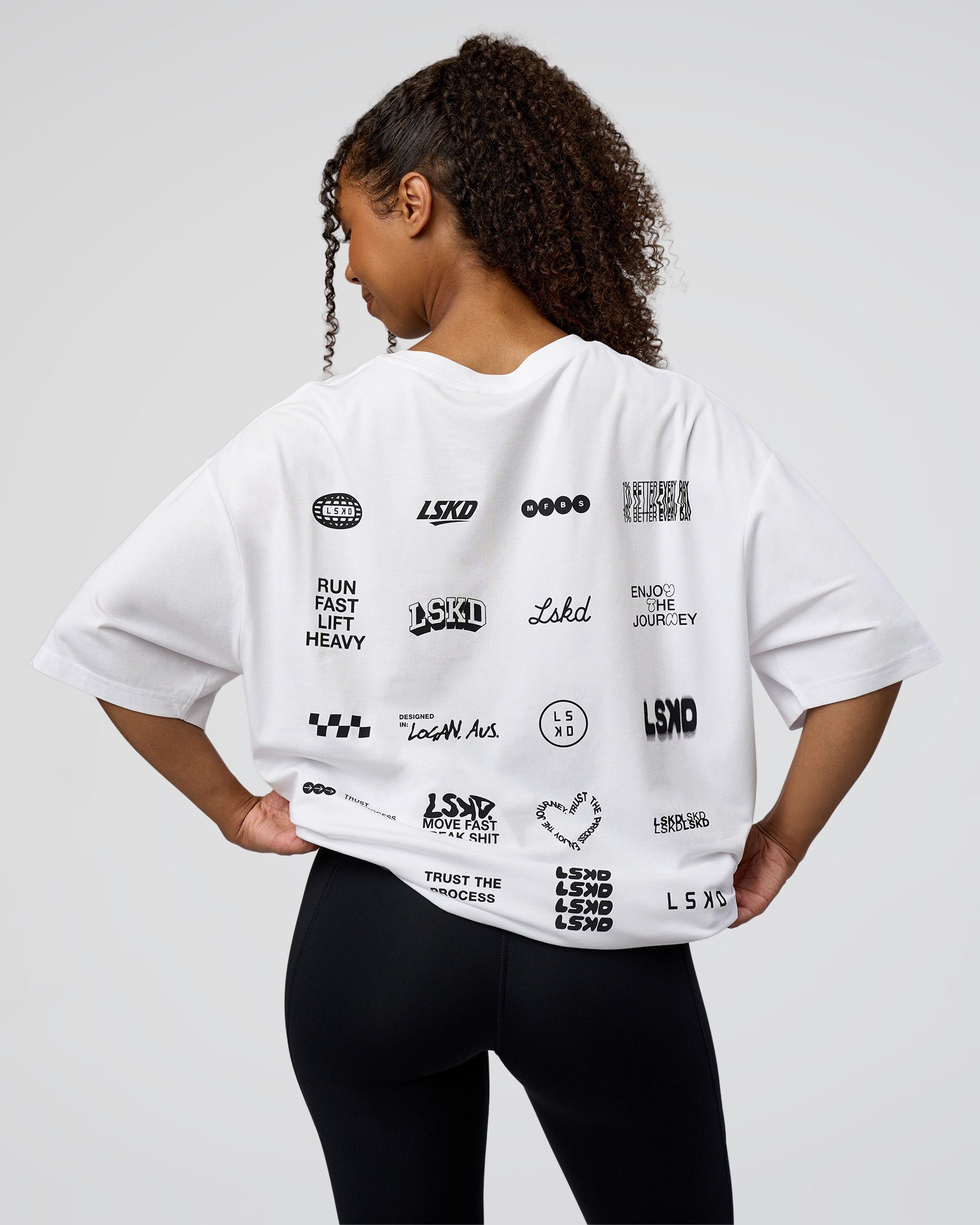 Grid FLXCotton Oversized Tee - White-Black | LSKD – LSKD US