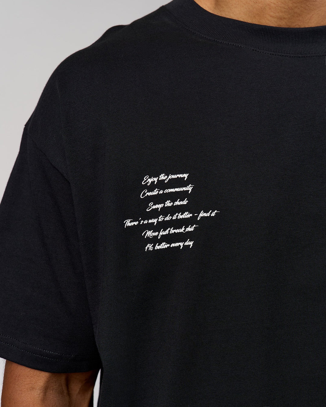 Man wearing Hype Heavyweight Unisex Oversized Tee - Black-White | Model:Xavier | Size:L