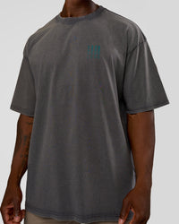 Man wearing Inferno Journey FLXCotton Oversized Tee - Dark Storm Washed-Iceberg Green | Model:Sam | Size:L