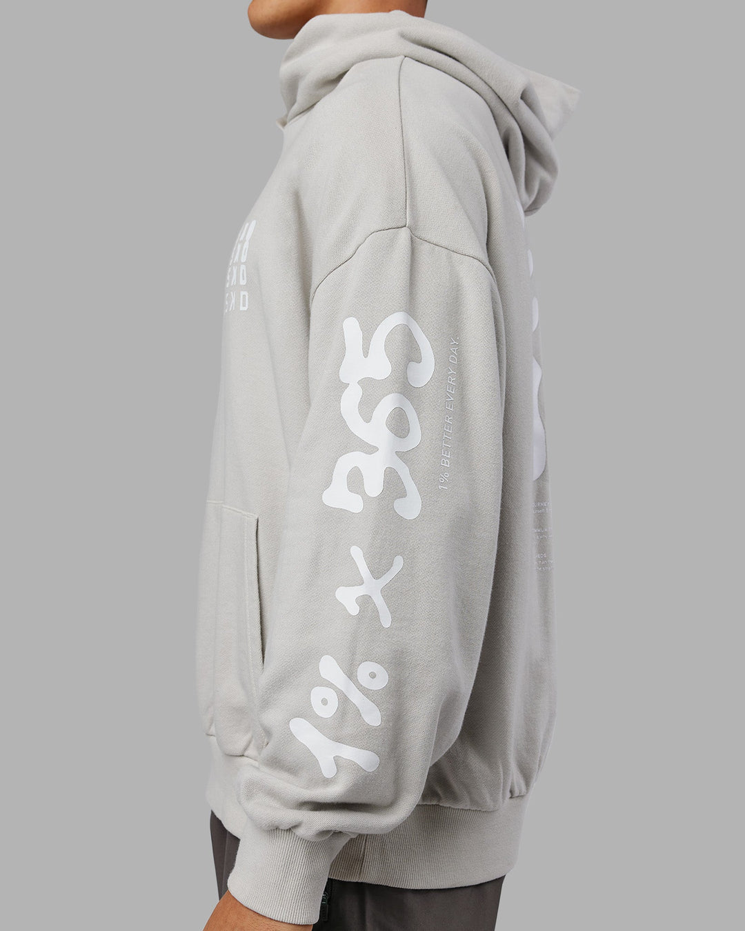 Man wearing Journey Washed Unisex Oversize Hoodie - Digital Mist-White | Model:Jackson | Size:L