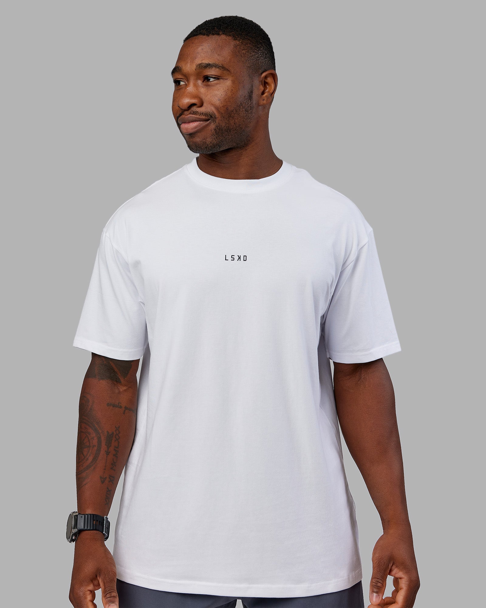 Kettlebell FLXCotton Oversized Tee - White-Black | LSKD