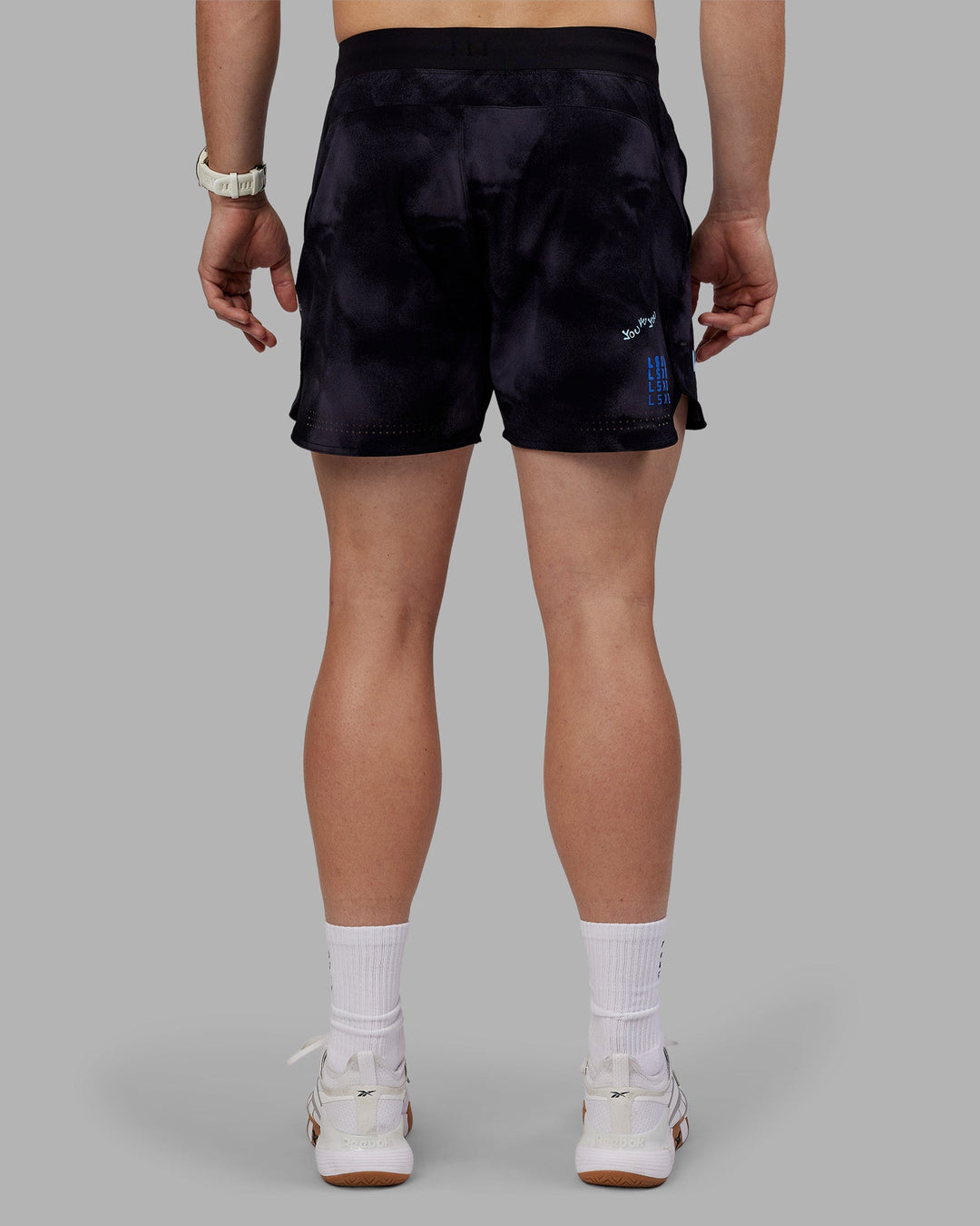 Man wearing Lift 6&quot; Short - Black Washed-Blue | Model:Tom | Size:L