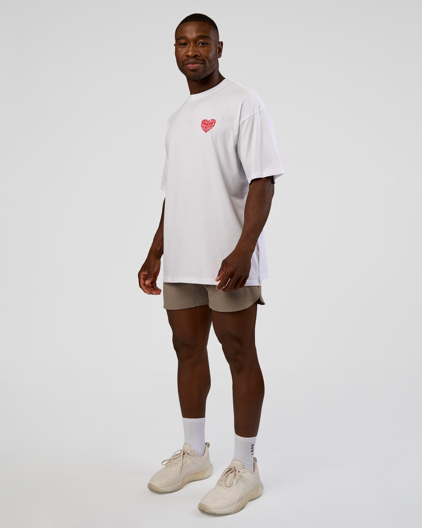 Love the Journey FLXCotton Oversized Tee - White-Candy Pink | LSKD