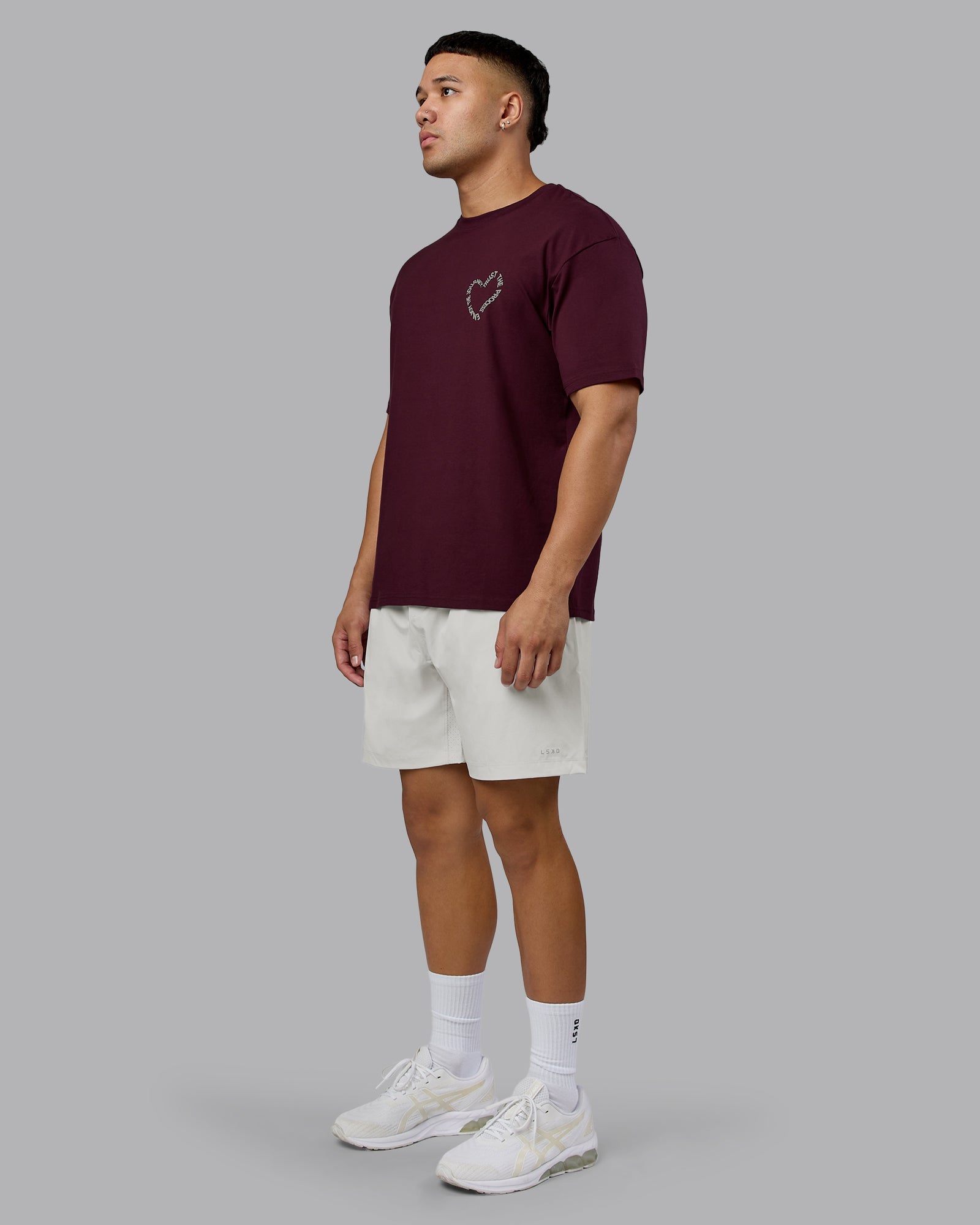 Love The Process Oversize Tee - Cherry Lacquer-Shale Beige | LSKD