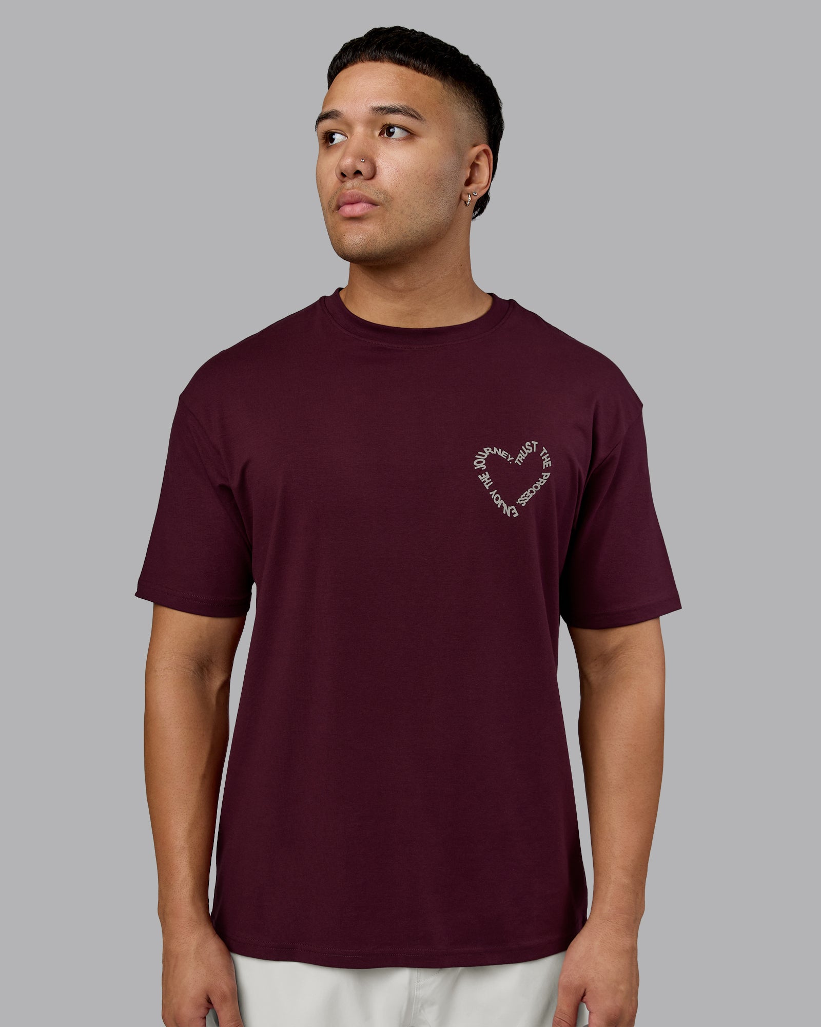 Love The Process Oversize Tee - Cherry Lacquer-Shale Beige | LSKD