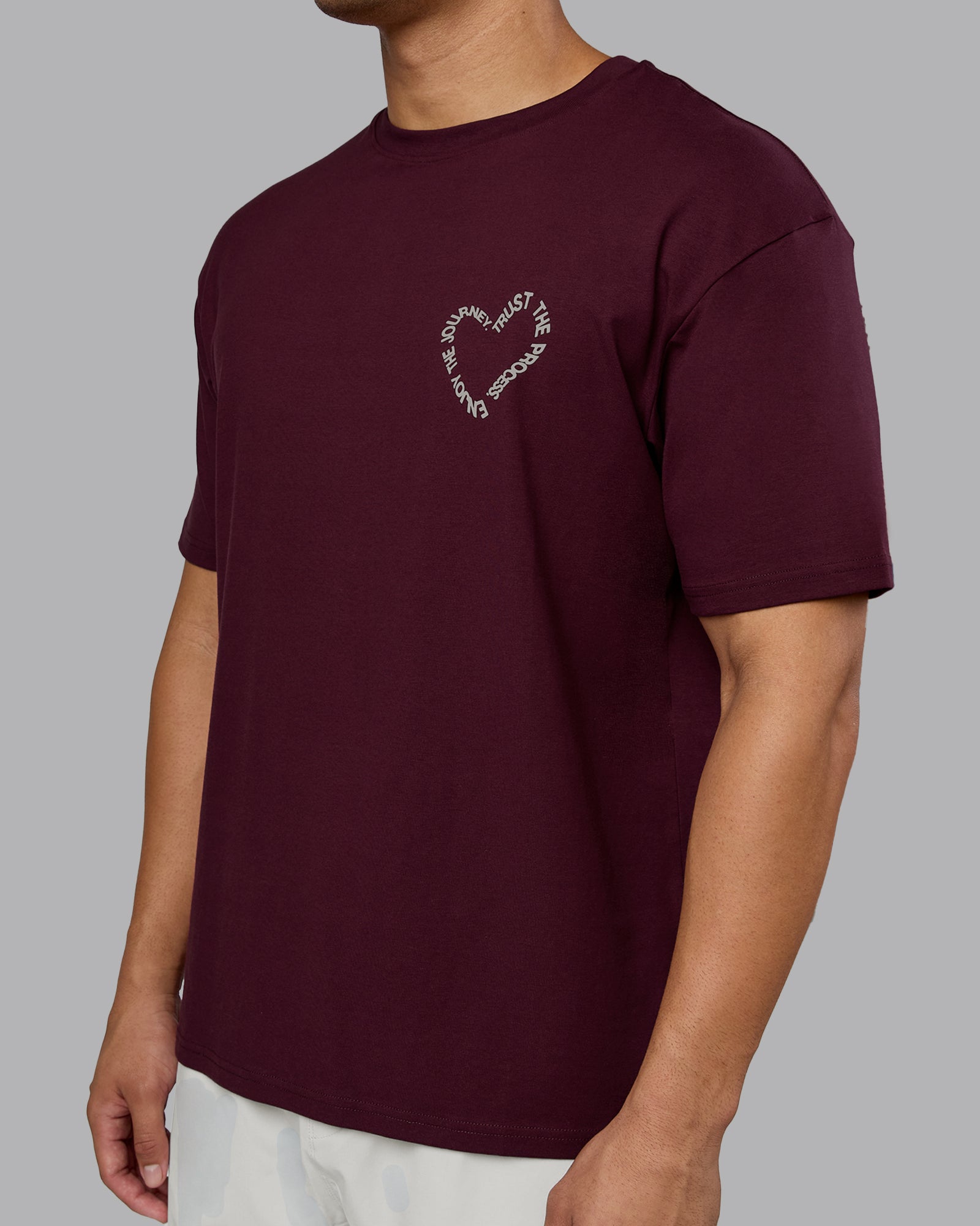 Love The Process Oversize Tee - Cherry Lacquer-Shale Beige | LSKD