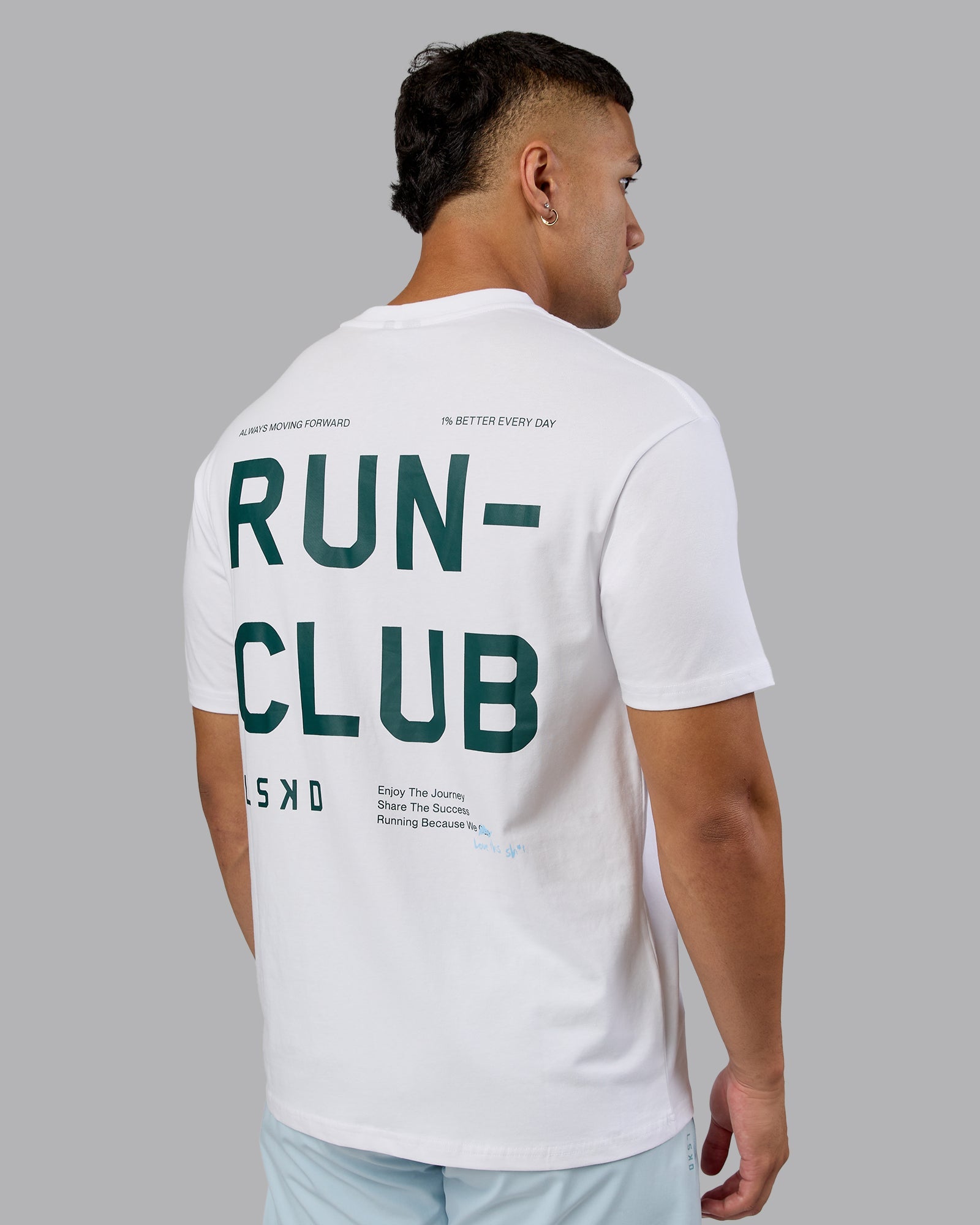 Love The Run FLXCotton Tee Oversize - White-Dark Moss | LSKD – LSKD US