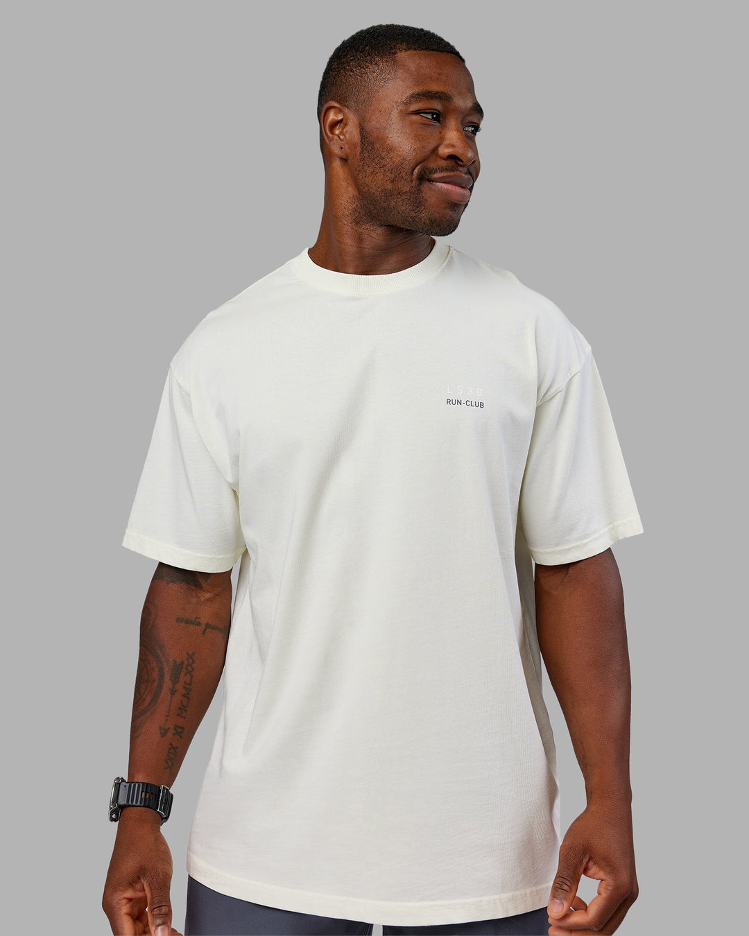 Man wearing Love this S**t Washed Heavyweight Oversized Tee - Washed Digital Mist-Black | Model:Sam | Size:L