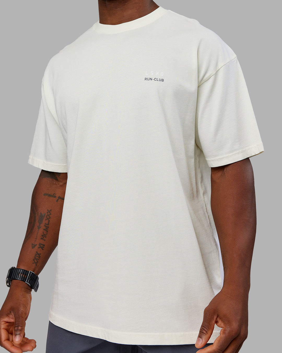 Man wearing Love this S**t Washed Heavyweight Oversized Tee - Washed Digital Mist-Black | Model:Sam | Size:L
