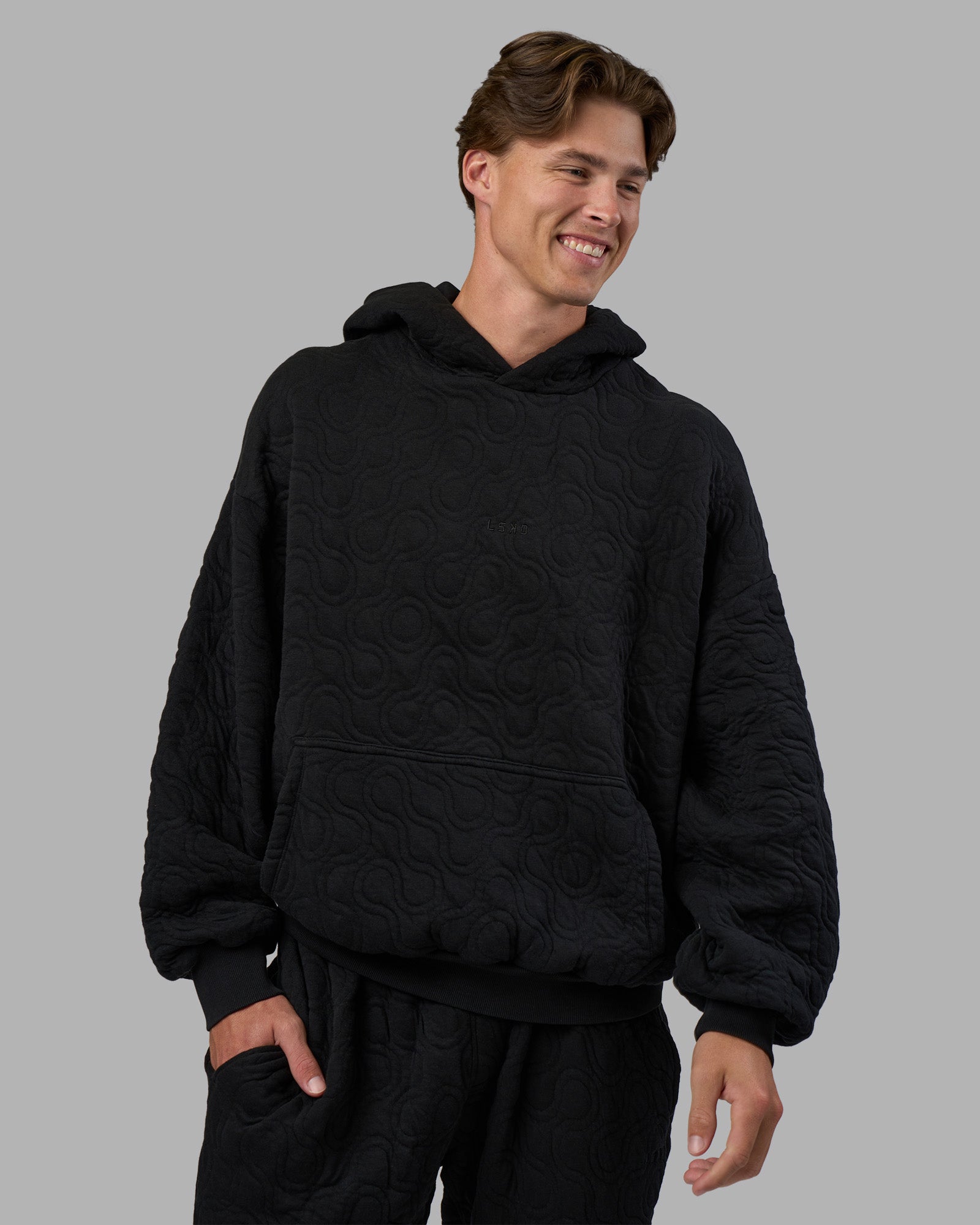 MVP Quilted Oversized Hoodie - Black-Geometric | LSKD – LSKD US