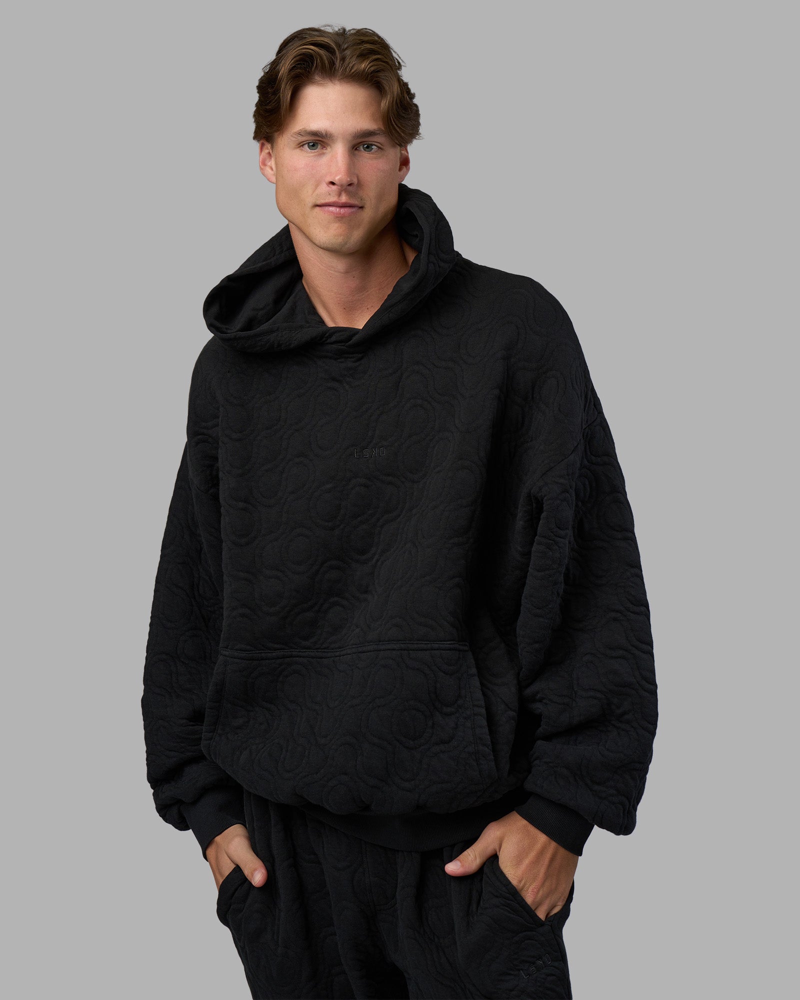 MVP Quilted Oversized Hoodie - Black-Geometric | LSKD – LSKD US