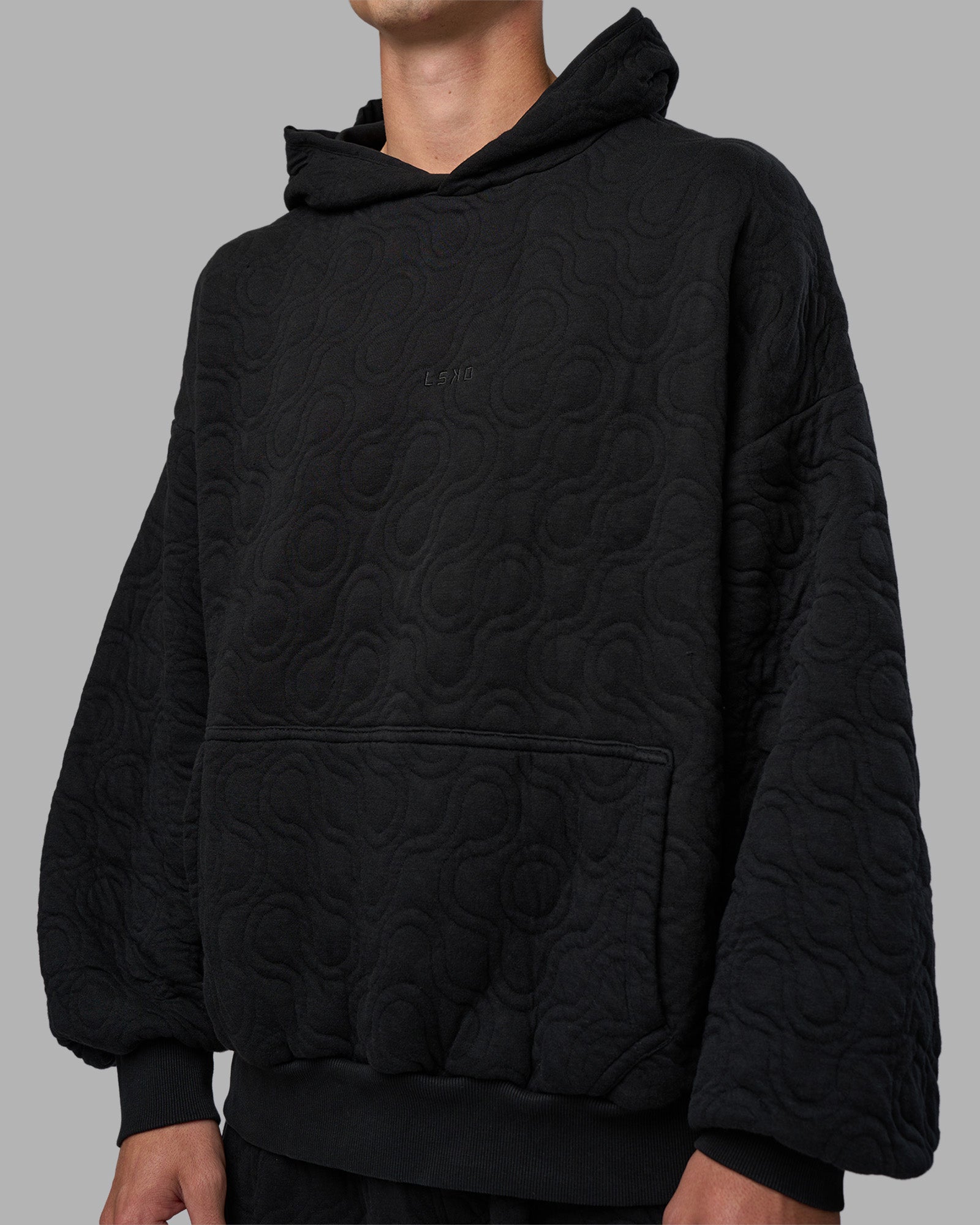 MVP Quilted Oversized Hoodie - Black-Geometric | LSKD – LSKD US