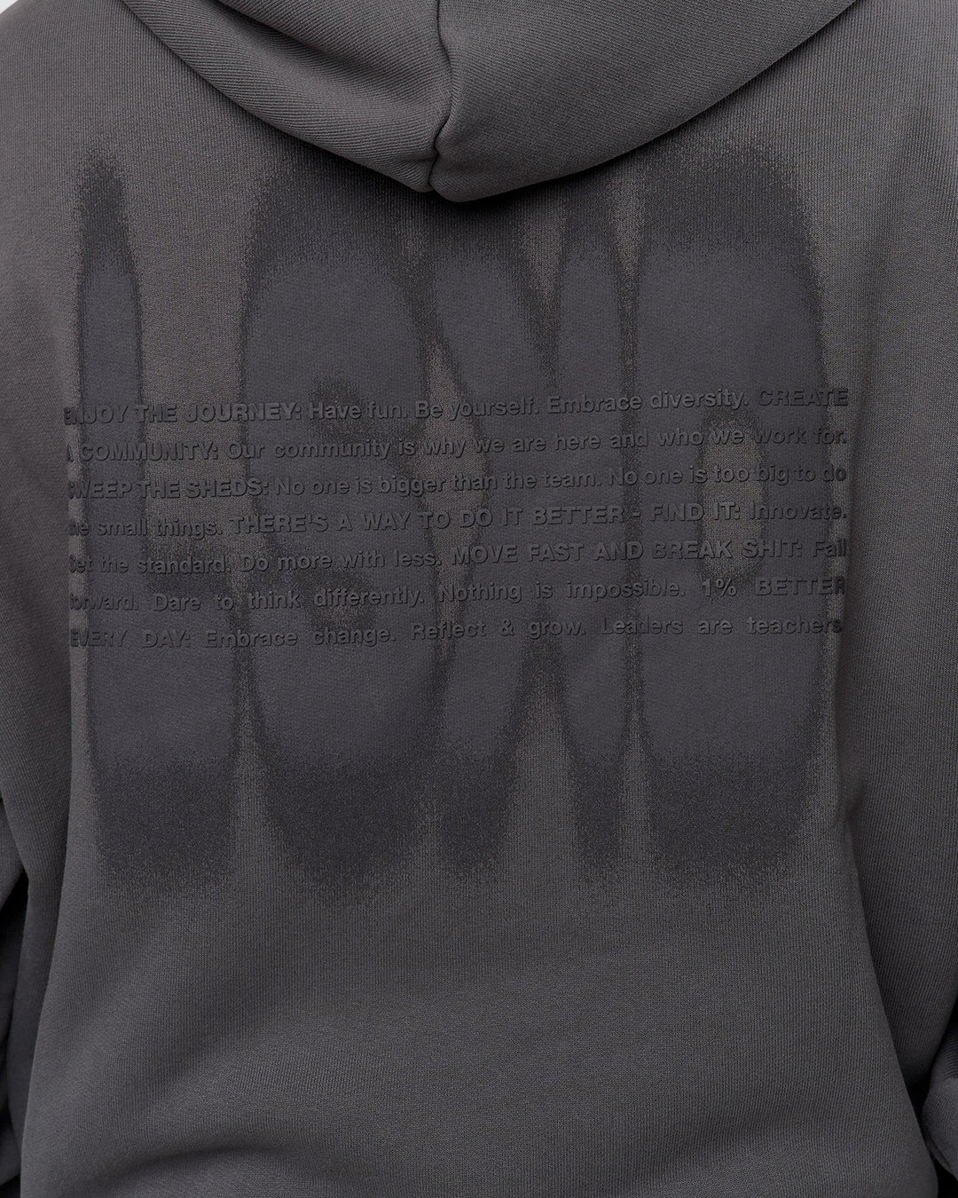 Man wearing Memory In Motion Ultra Heavyweight Washed Hoodie - Dark Storm Washed | Model:Xav | Size:L