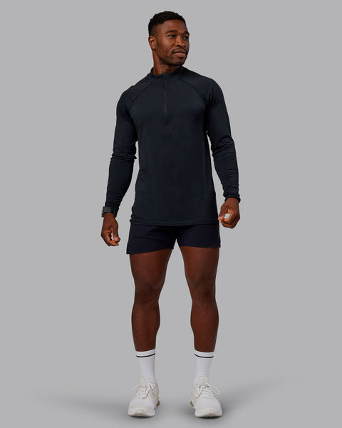 Mens AeroFLX+ Seamless Half Zip Long Sleeve Tee - Black/Black