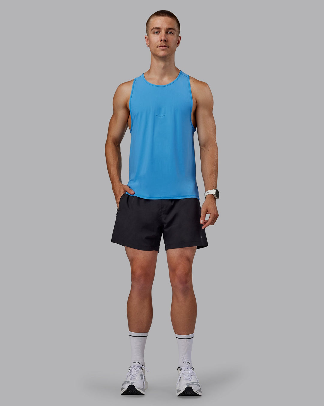 Man wearing Cadence Tank - Azure Blue