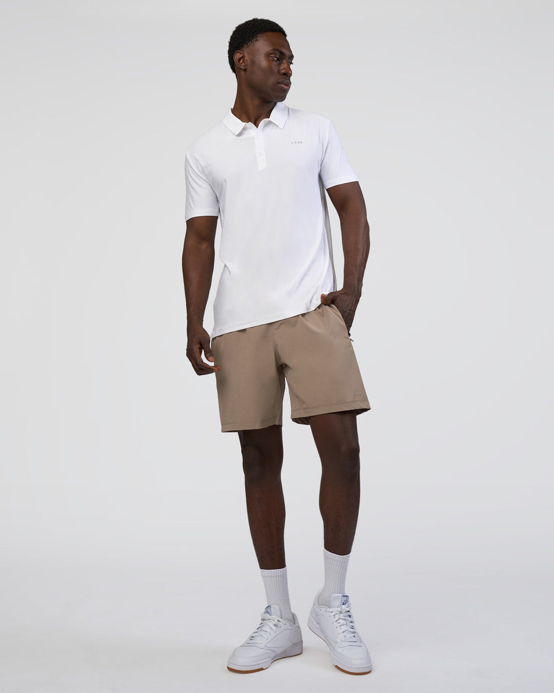 Man wearing Drive Polo - White | Model:Paabio | Size:L