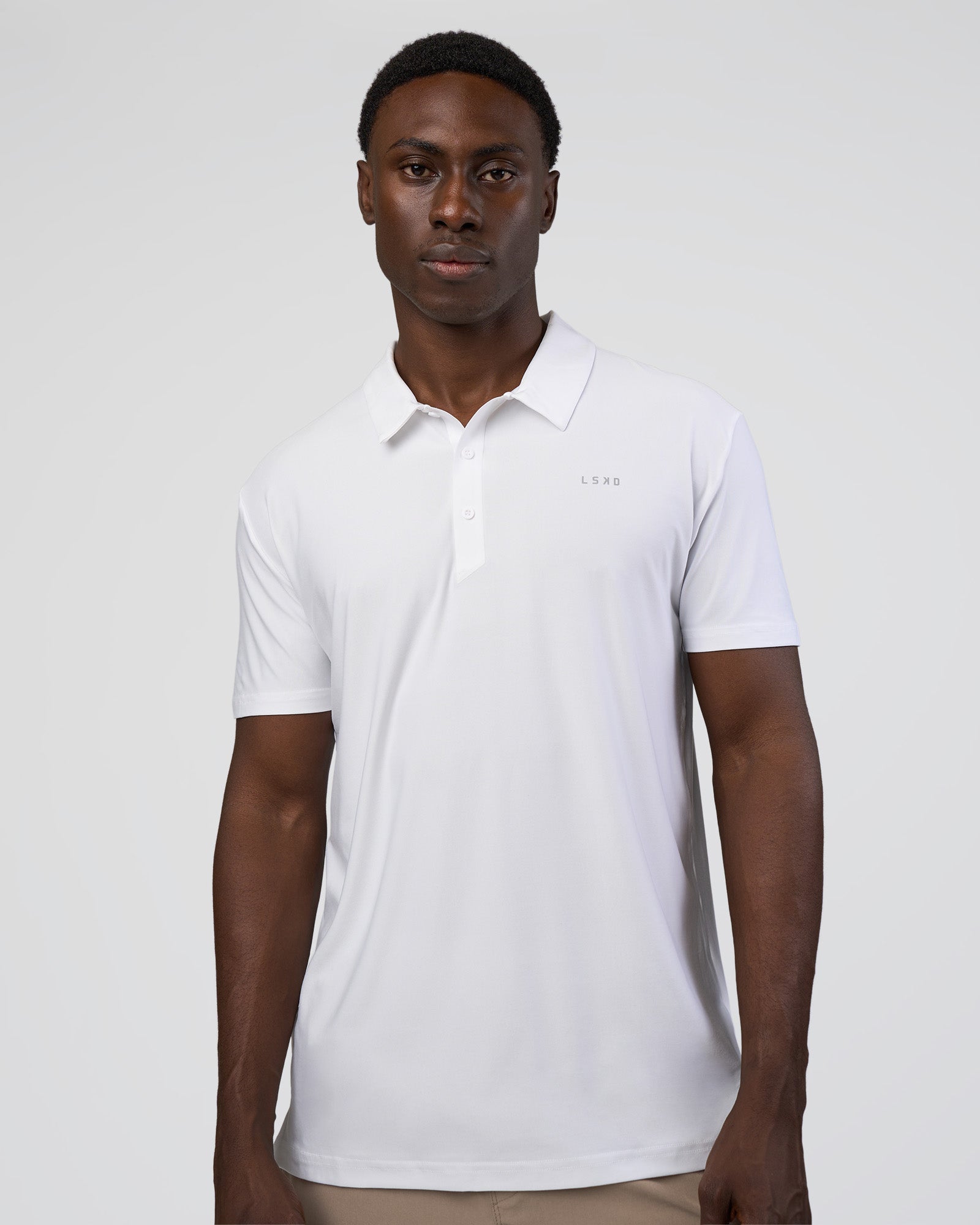 Man wearing Drive Polo - White | Model:Paabio | Size:L
