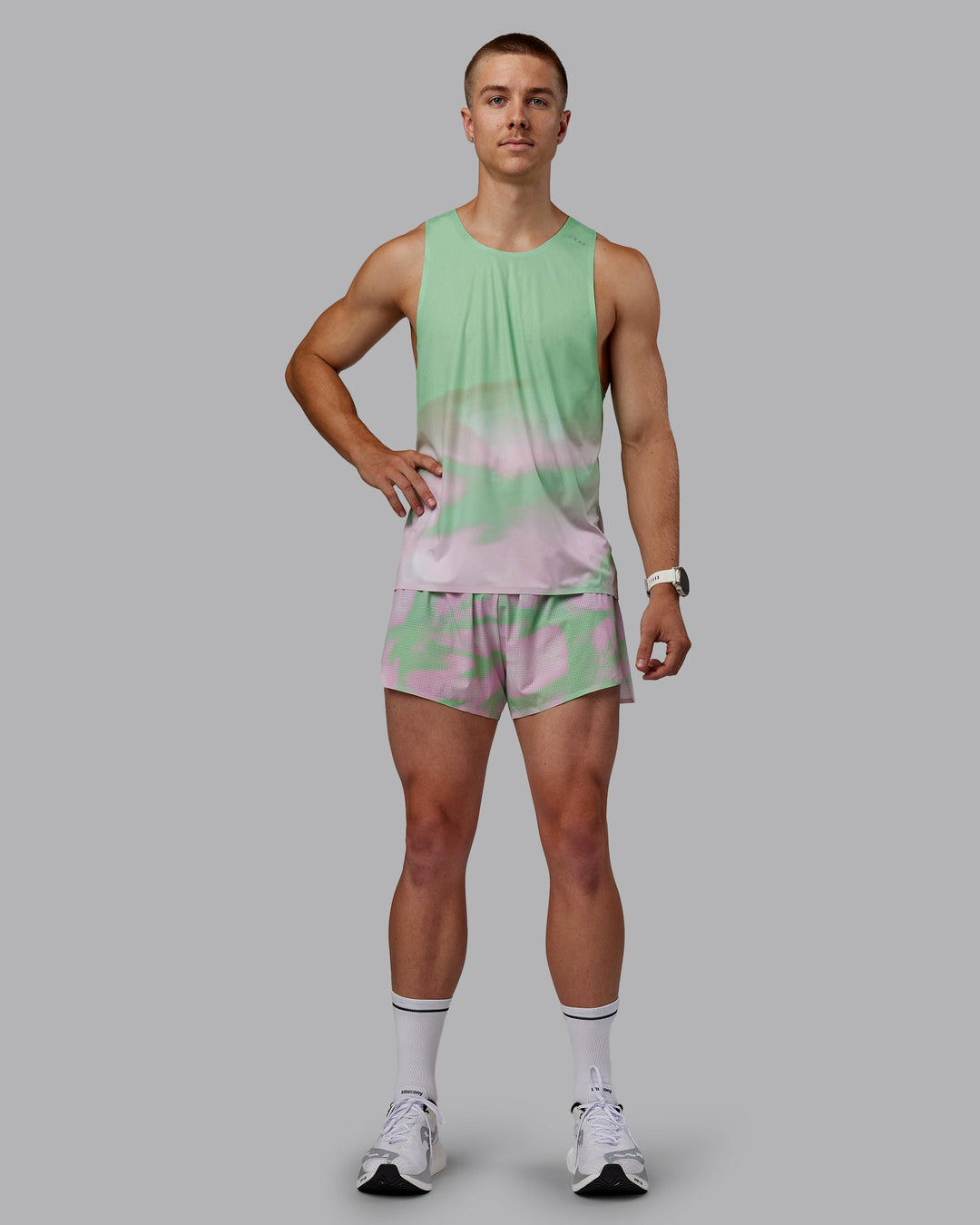 Man wearing Race Day 3&quot; Lined Running Shorts - Mystic Print