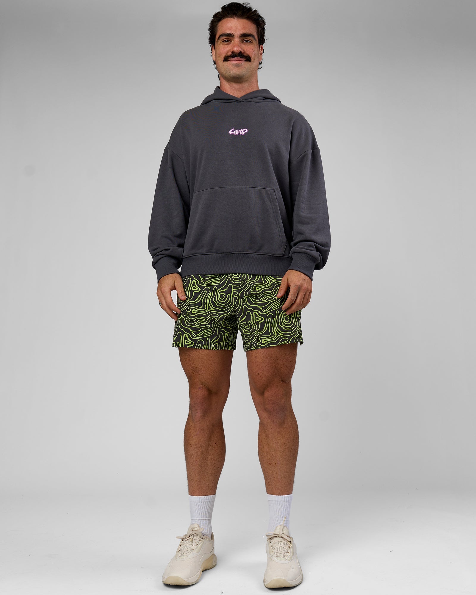 Miami Vibe Oversized Hoodie - Dark Storm-Marshmallow | LSKD – LSKD US
