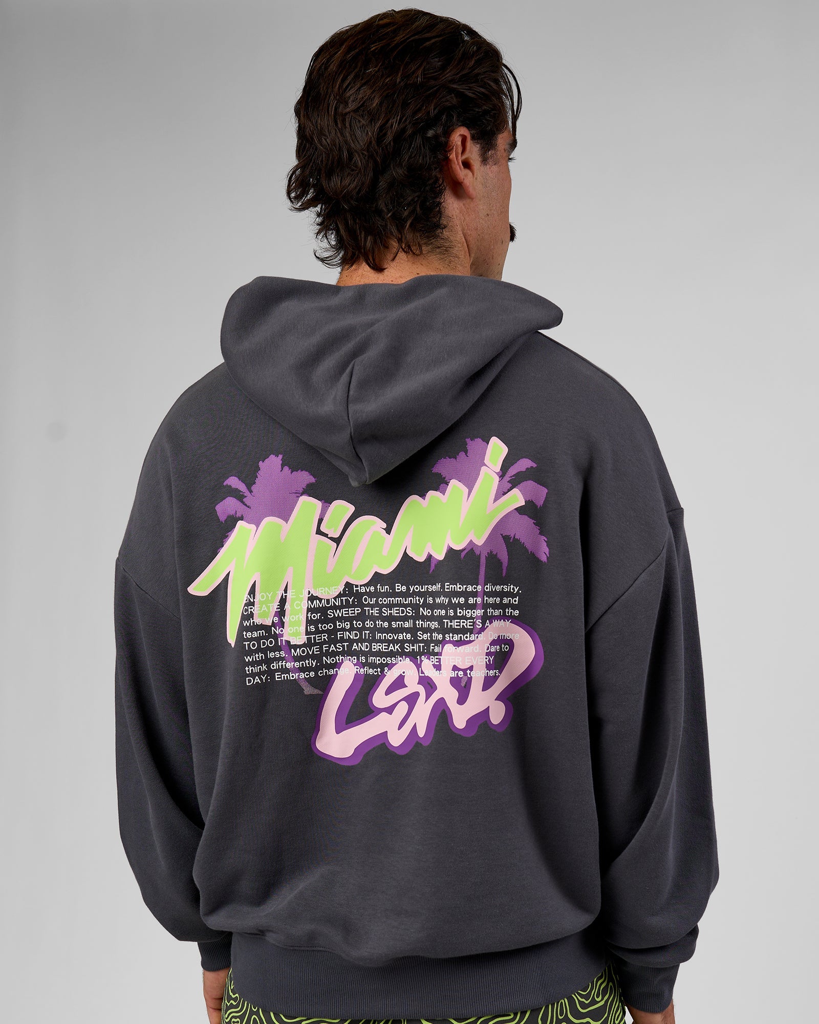 Miami Vibe Oversized Hoodie - Dark Storm-Marshmallow | LSKD – LSKD US