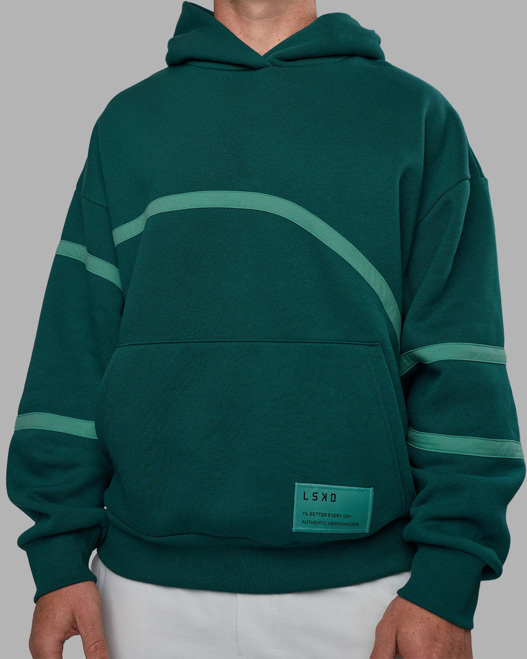 Man wearing Movement Oversized Hoodie - Dark Moss-Agate Green | Model:Adam | Size:L