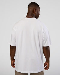 Man wearing Nothing Is Impossible FLXCotton Oversized Tee - White-Vital Green | Model:Sam | Size:L