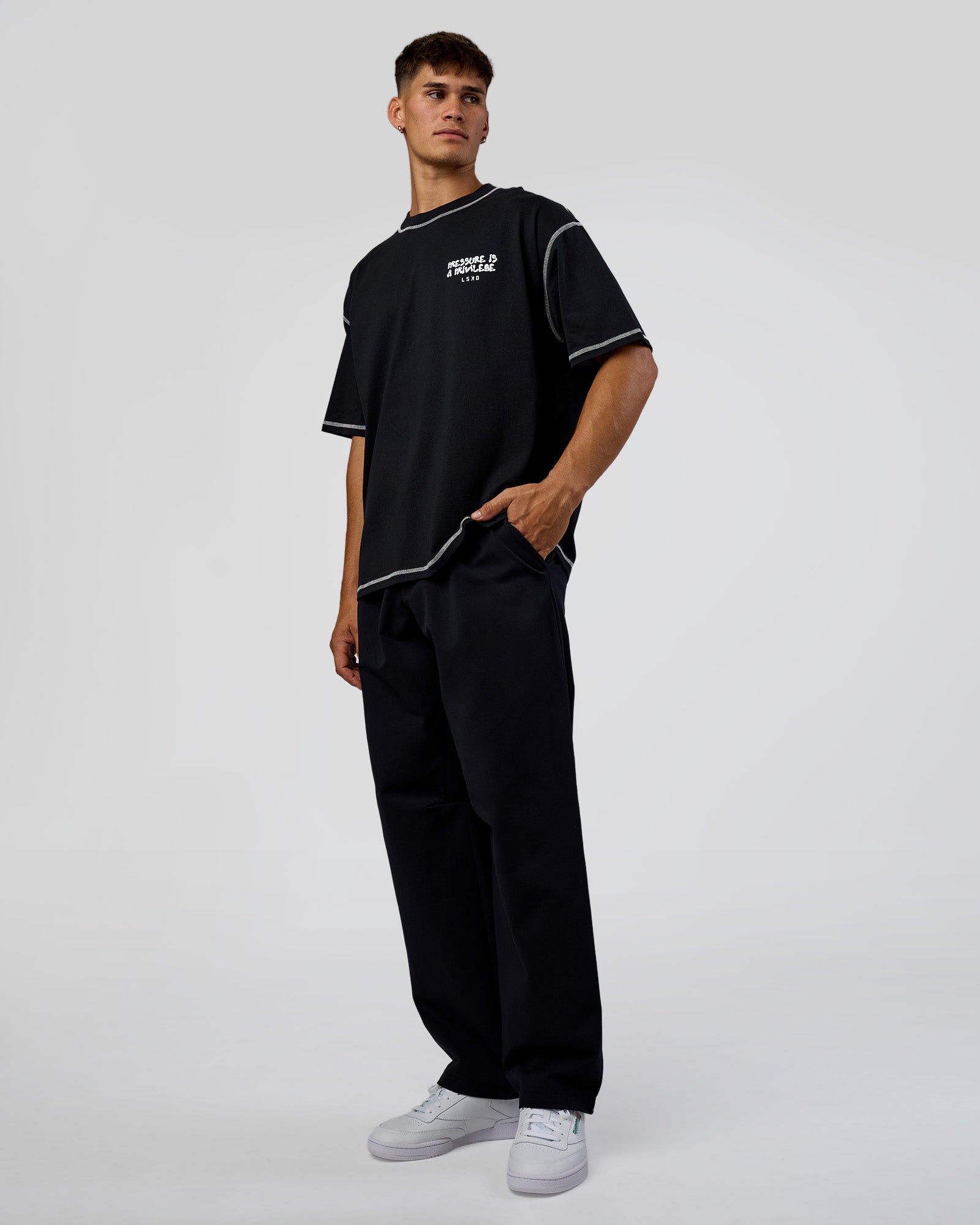 Pressure is Privilege Oversized Tee - Black-White | LSKD – LSKD US
