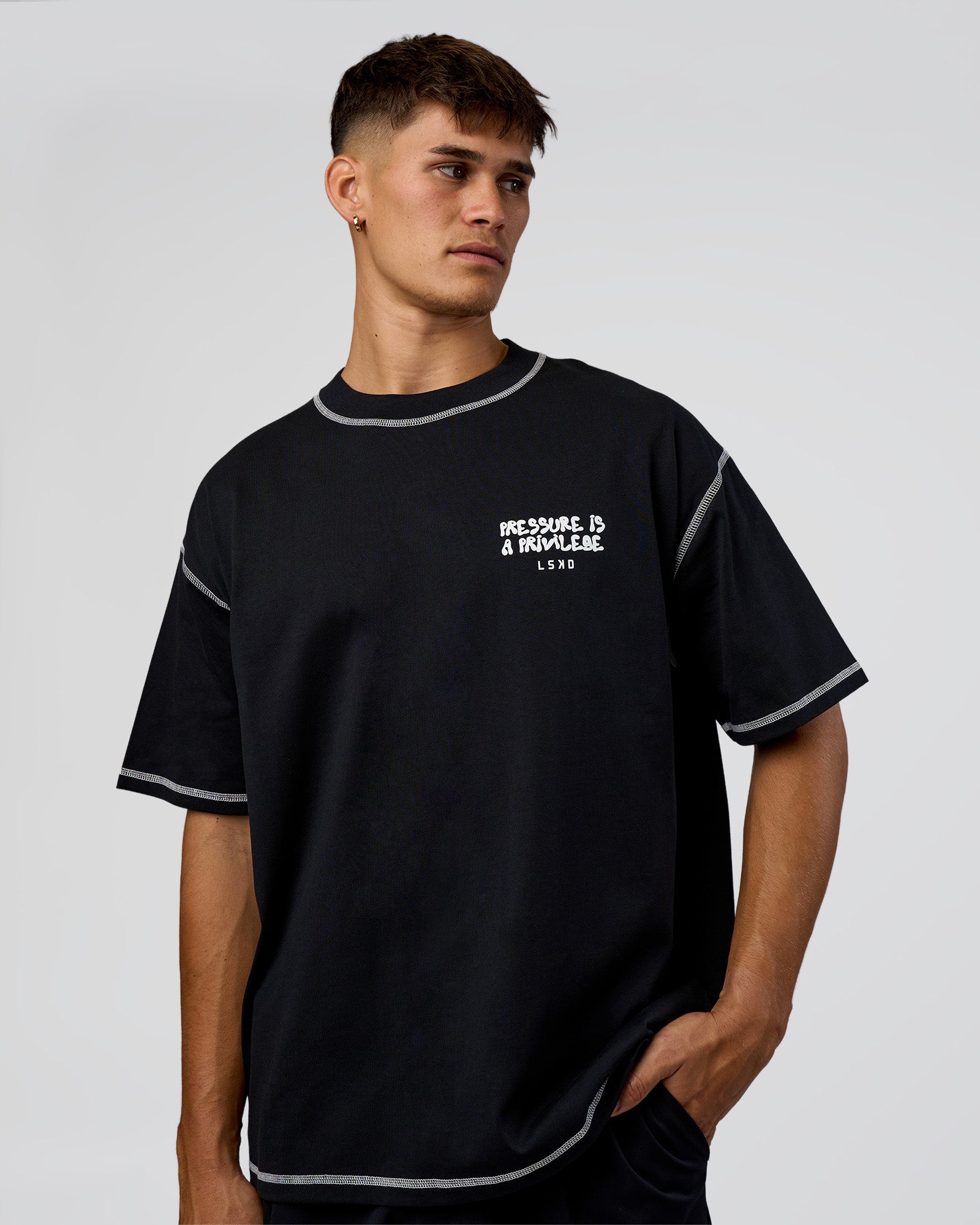 Pressure is Privilege Oversized Tee - Black-White | LSKD – LSKD US