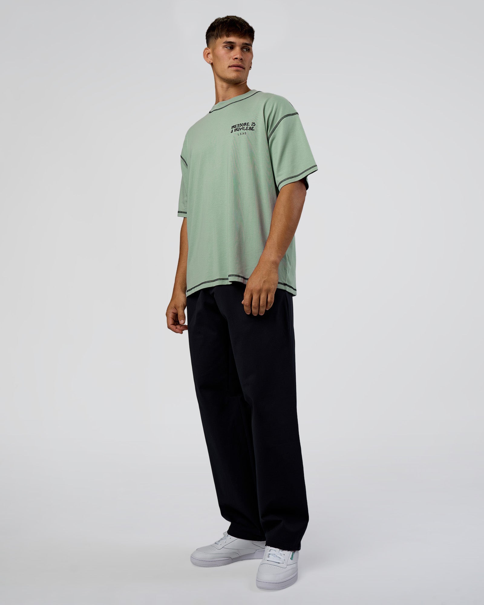 Pressure is Privilege Oversized Tee - Iceberg Green-Black | LSKD
