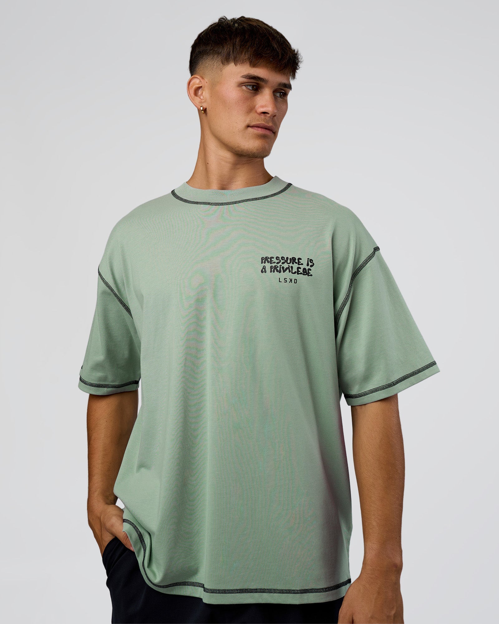 Pressure is Privilege Oversized Tee - Iceberg Green-Black | LSKD