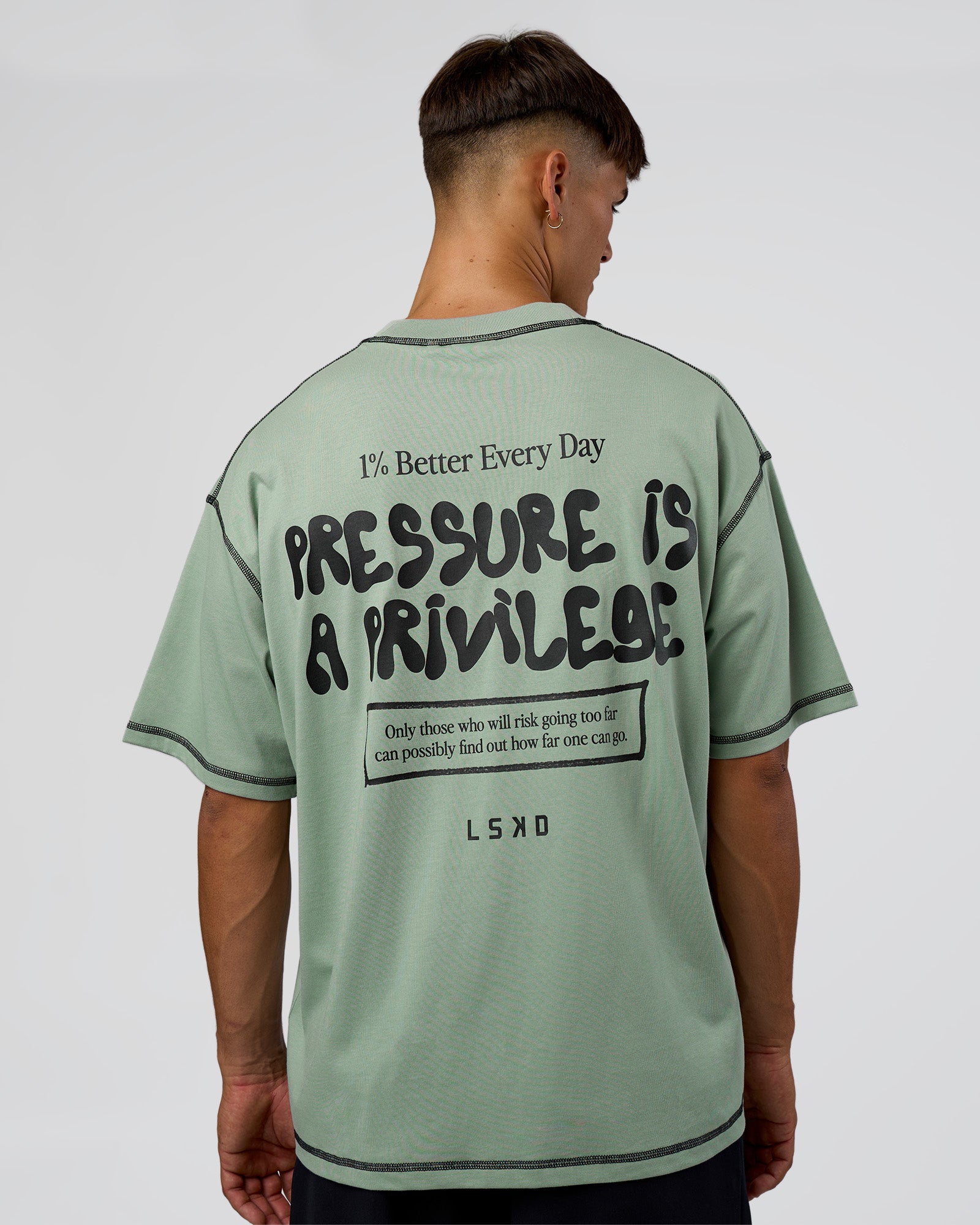 Pressure is Privilege Oversized Tee - Iceberg Green-Black | LSKD
